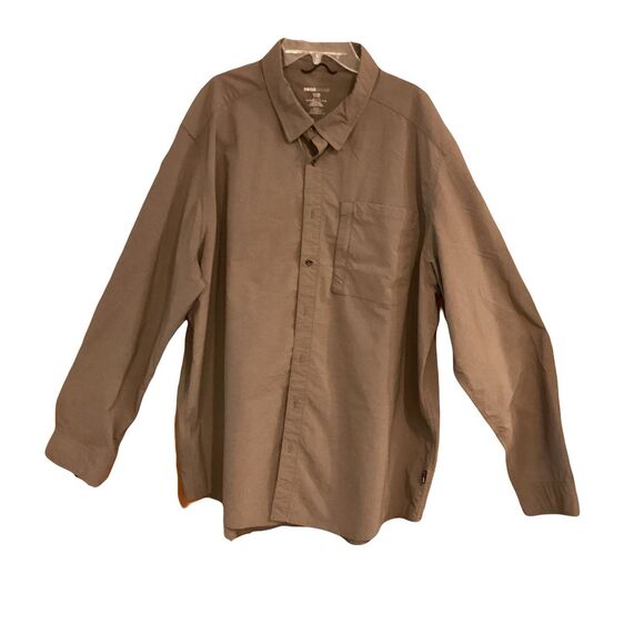 Swiss Tech Shirt Mens 2XL Brown Button Hiking Chest Pocket Techwear Atheisure - Picture 2 of 11
